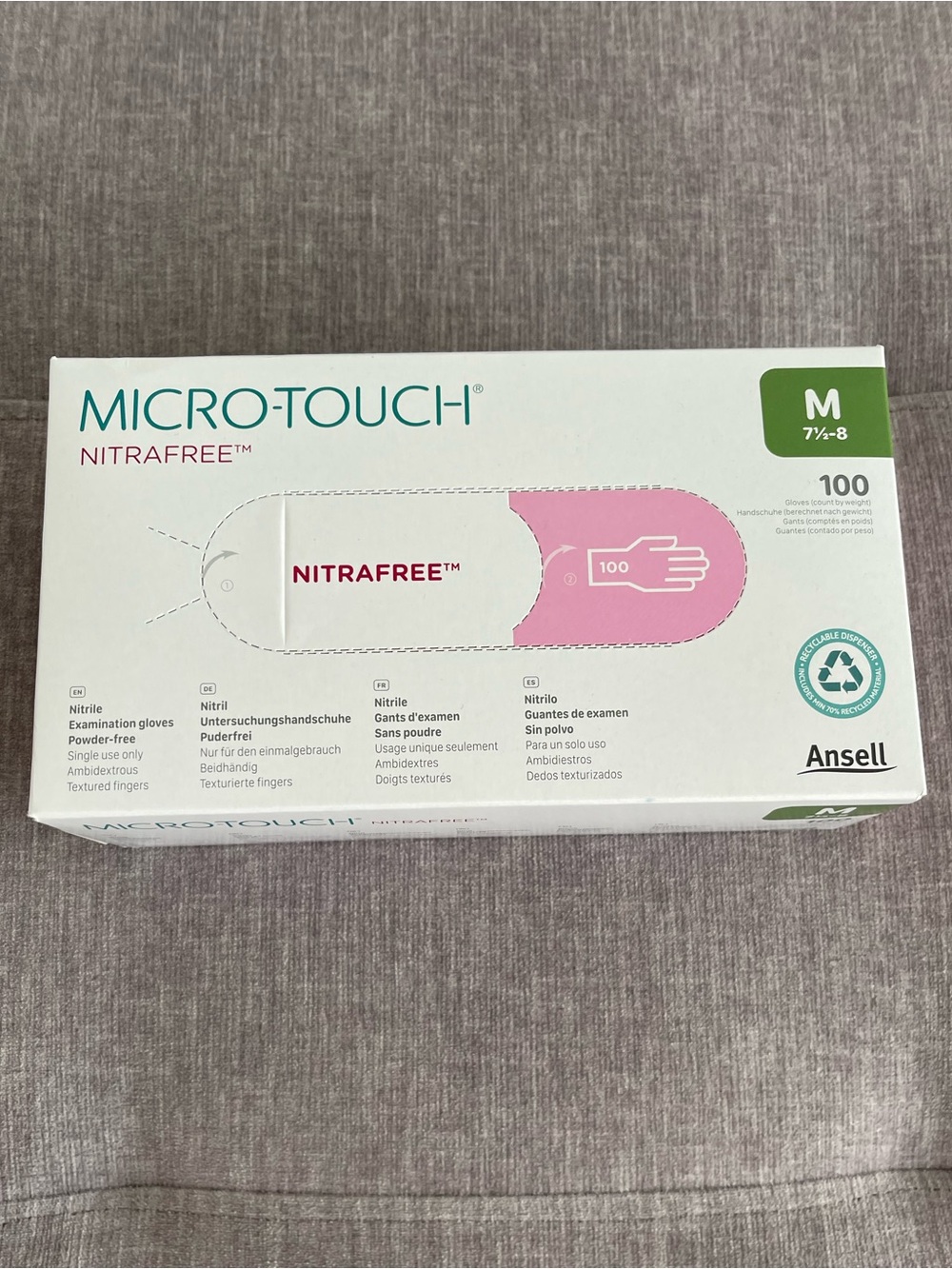 Micro-Touch Nitrafree Pink Nitrile Examination Gloves disposable Size M